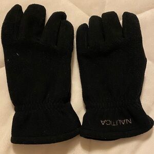 Nautica Black Fleece Five-Finger Gloves